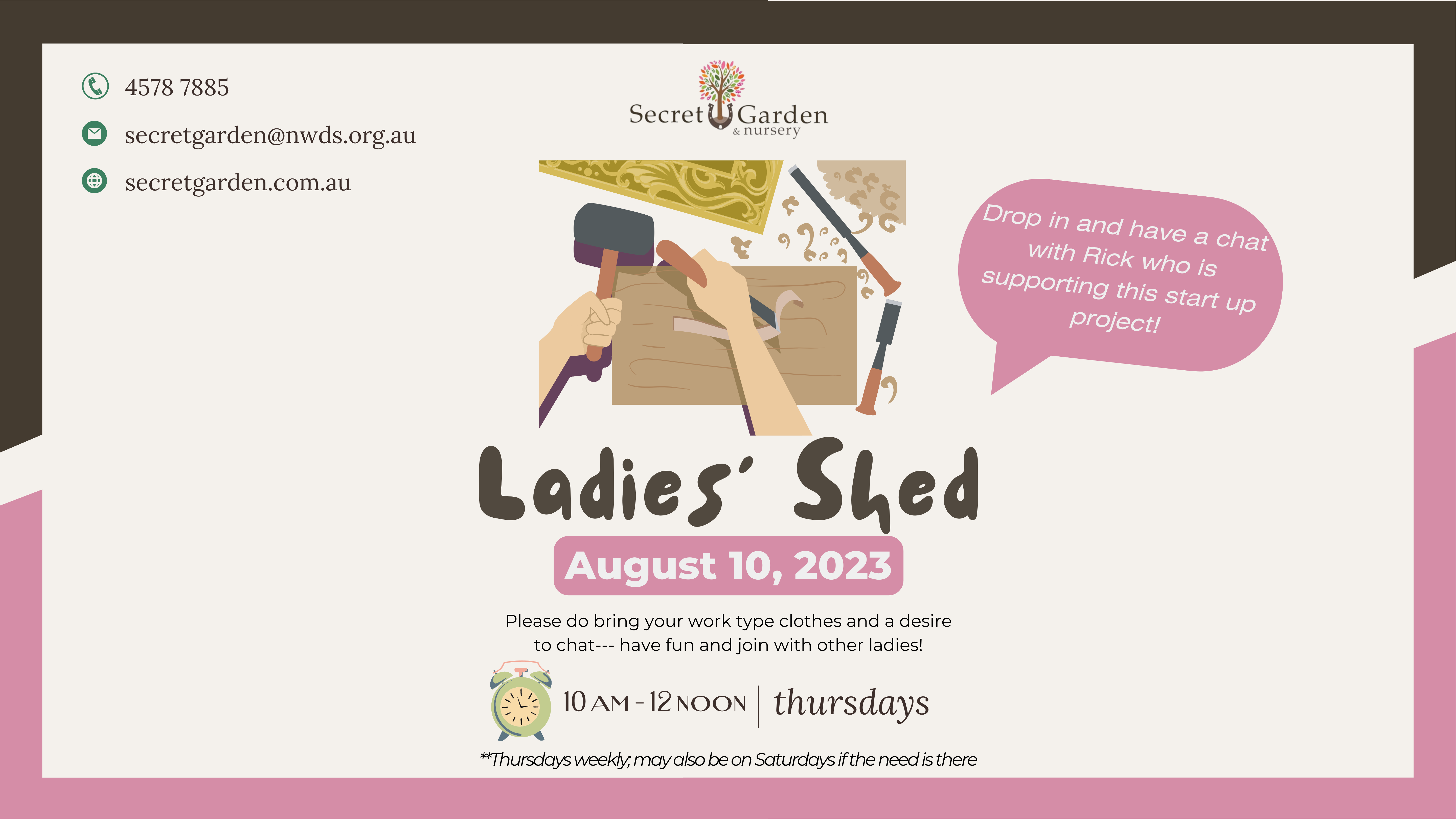 Ladies' Shed at the Secret Garden Community Hub - Secret Garden